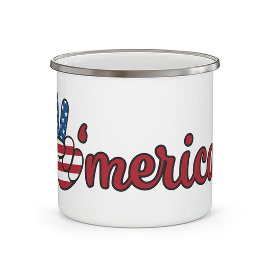 Patriotic Enamel Camping Mug - Perfect for Outdoor Adventures and Independence Day Celebrations