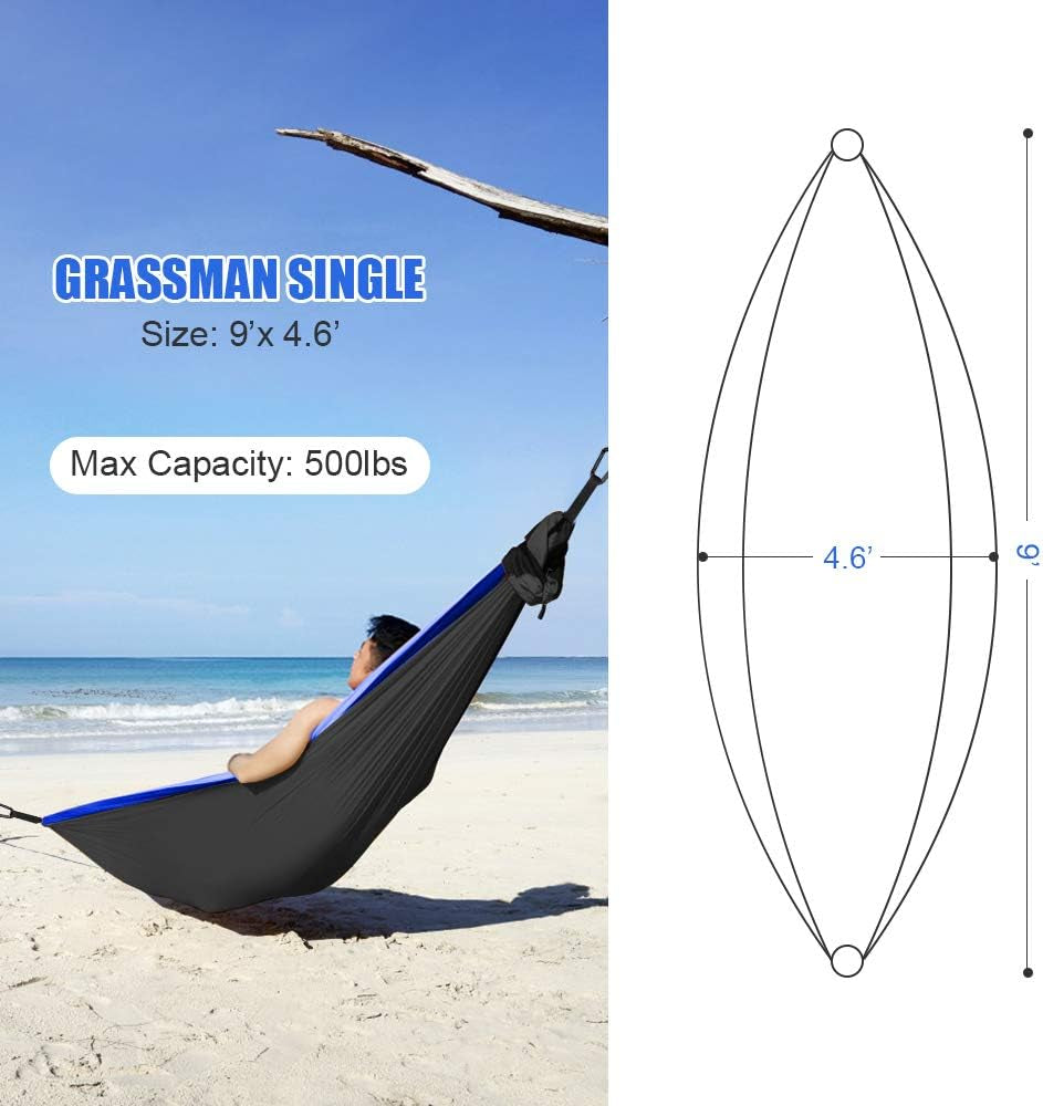 Camping Hammock Double & Single Portable Hammock with Tree Straps, Lightweight Nylon Parachute Hammocks Camping Accessories Gear for Indoor Outdoor Backpacking, Travel, Hiking, Beach