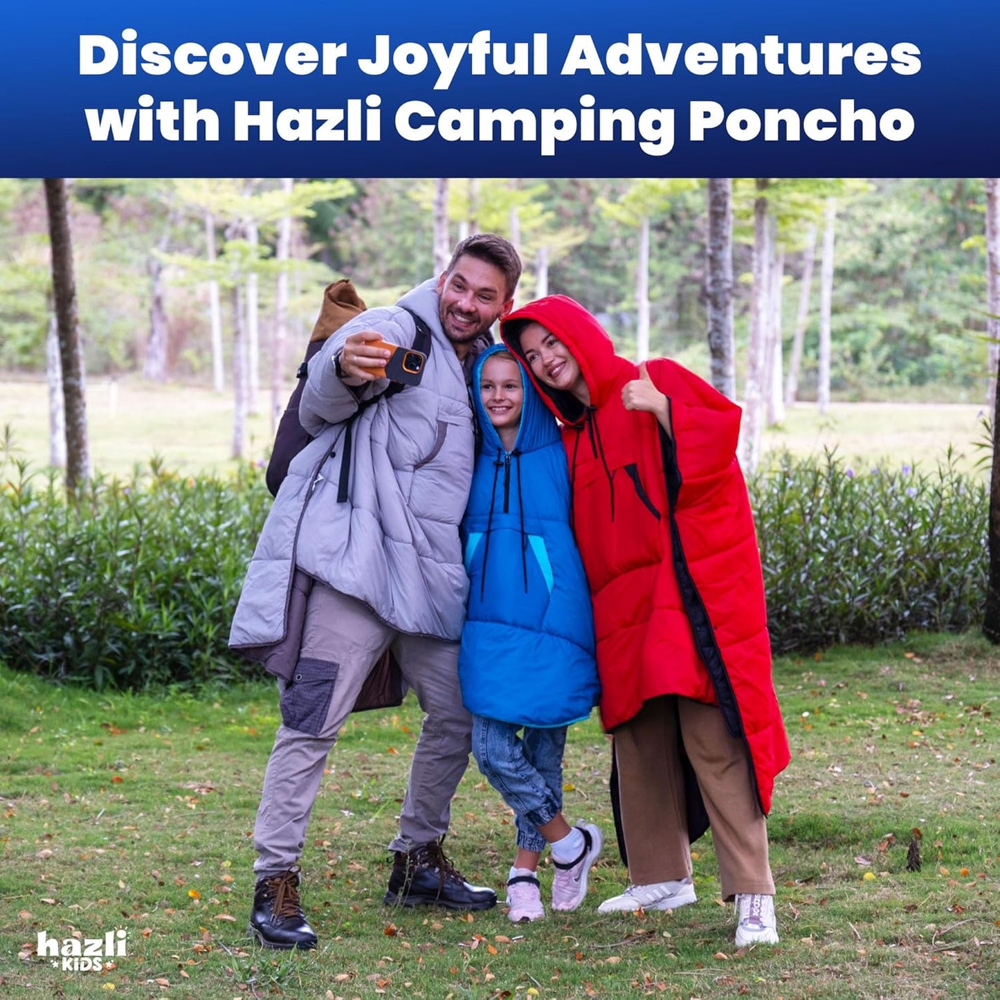 Comfortable Wearable Poncho Blanket - Camping Stadium Blanket Outdoor - Large Hooded Windproof Poncho for Men and Women - Hazli Collection