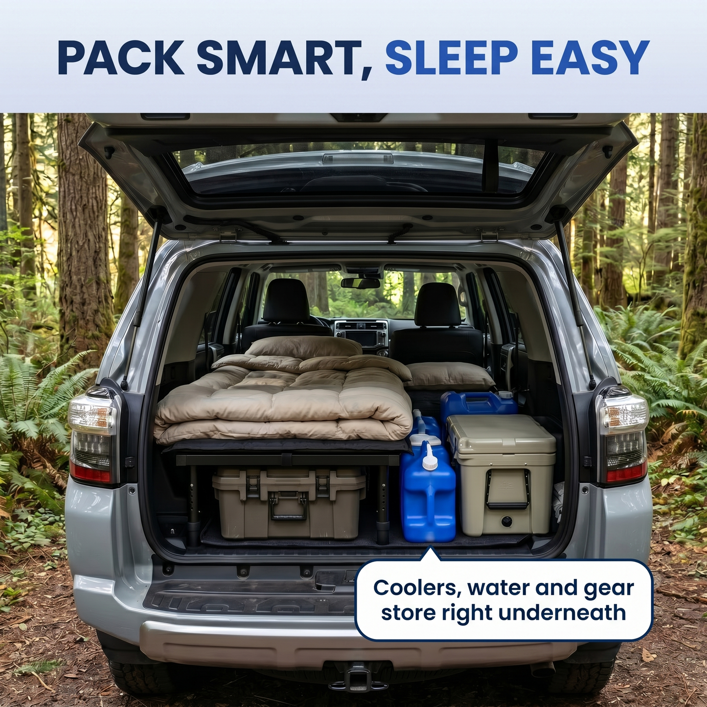 Portable Bed for Car Camping - Adjustable Legs 52"–72" Sleeping Platform - Hazli Collection