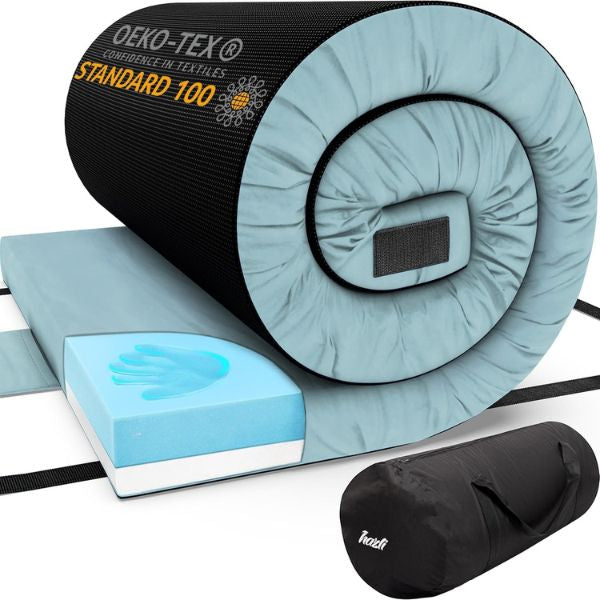 Matrix Air-Cell Memory Foam Camping Mattress - Portable Comfortable Roll Up Mattress - Hazli Collection