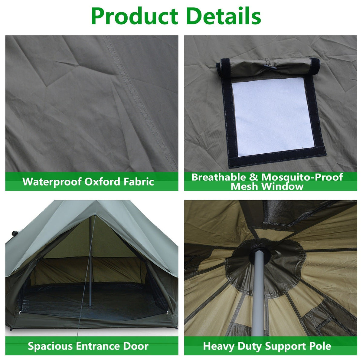 4-Season Oxford Bell Tent with Stove Jack, 9.8 ft or 13.1 ft