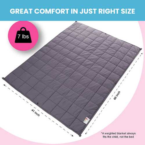 Super Soft 7 Lbs Weighted Blanket for Kids with Removable Cover - 41" x 60" Children Heavy Blanket for Girls Between 60-80 lbs - Kids Weighted Blankets - Hazli Collection