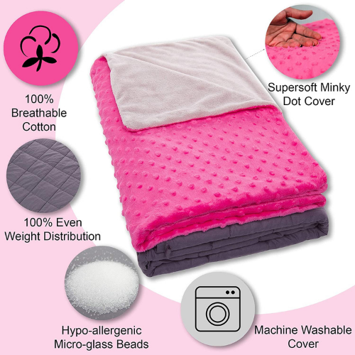 Super Soft 7 Lbs Weighted Blanket for Kids with Removable Cover - 41" x 60" Children Heavy Blanket for Girls Between 60-80 lbs - Kids Weighted Blankets - Hazli Collection