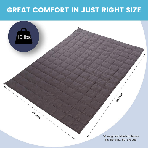 Super Soft 10 lbs Weighted Blanket for Kids & Removable Cover - 41 x 60 inch Weighted Blankets with Glass Beads Single Size - Kids Heavy Blanket for Boys - Navy Blue - Hazli Collection