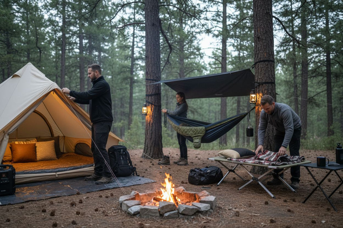 campers sleeping setups