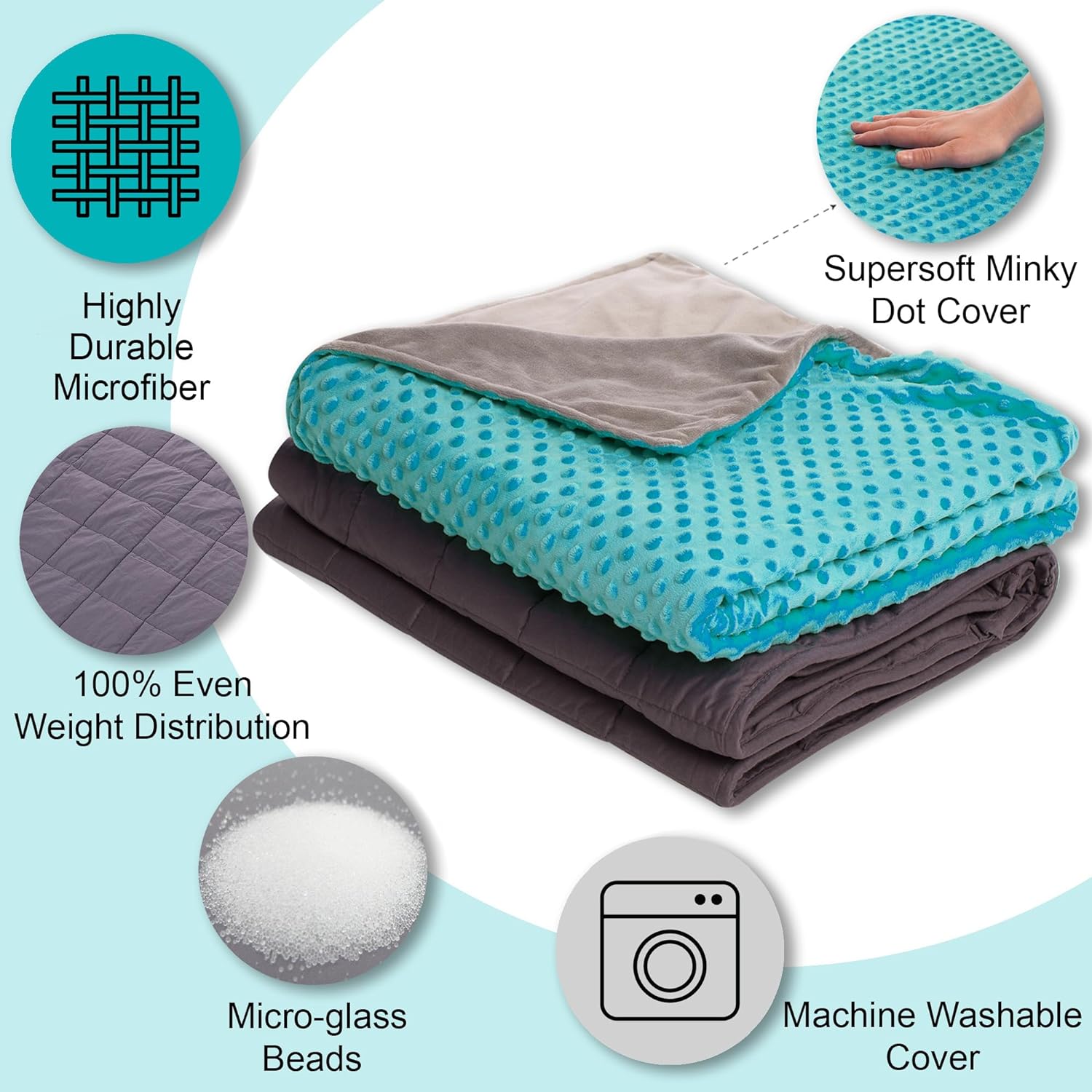 10 Lbs 48'' x 72'' Weighted Blanket for Kids with Removable Cover - Hazli Collection 