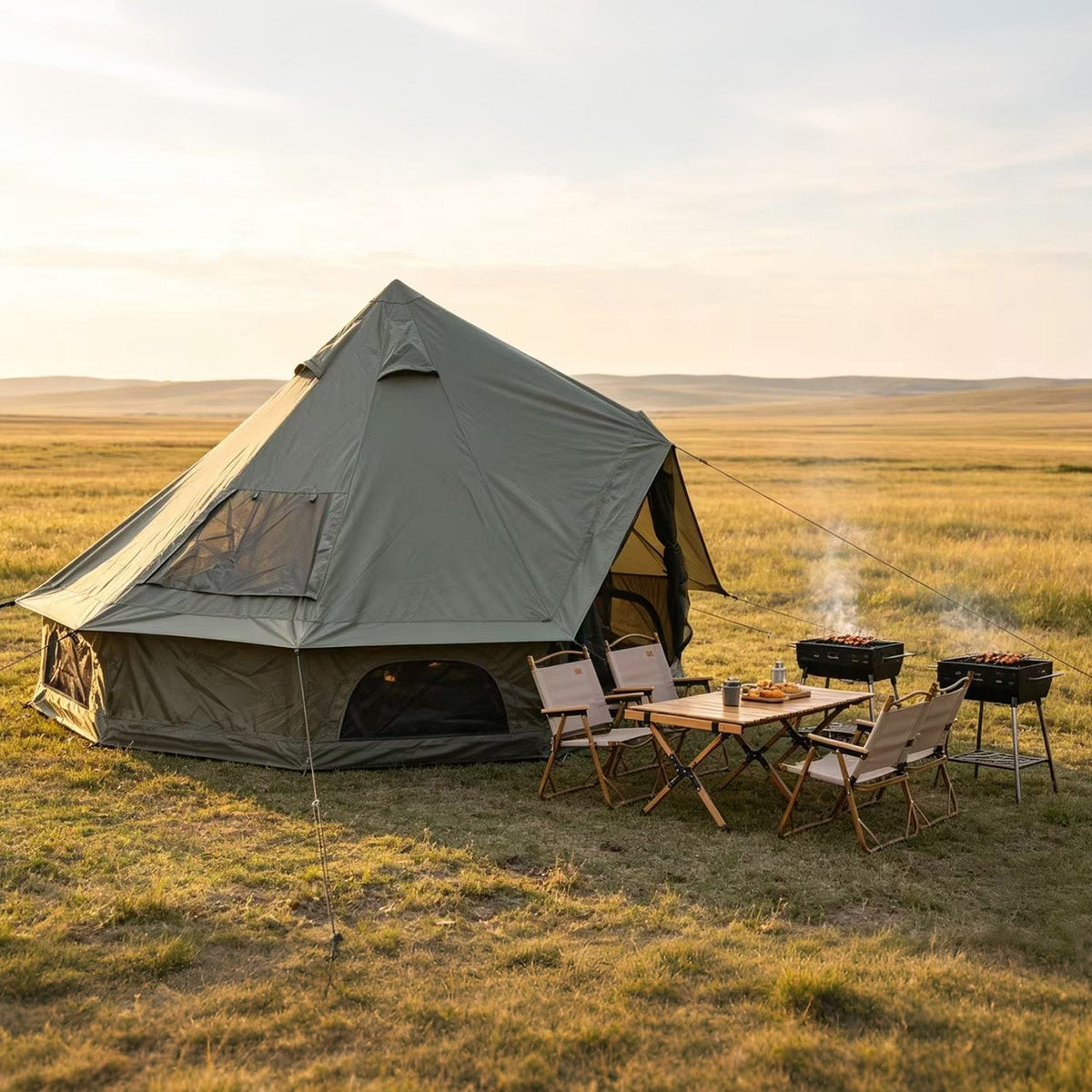 4-Season Oxford Bell Tent with Stove Jack, 9.8 ft or 13.1 ft