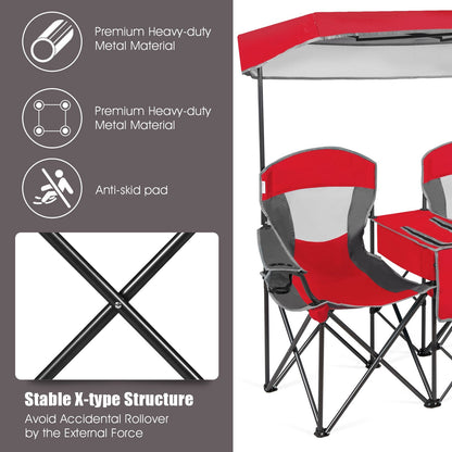 Portable Folding Camping Canopy Chairs with Cup Holder