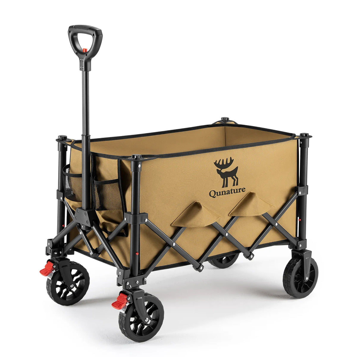 220lb Foldable Utility Wagon | 120L Capacity, 360° Swivel Wheels & Dual Brakes - Hazli Collection