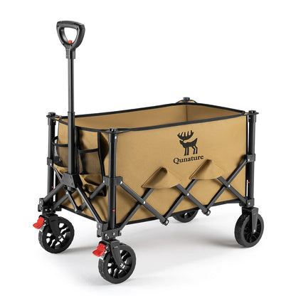 220lb Foldable Utility Wagon | 120L Capacity, 360° Swivel Wheels & Dual Brakes - Hazli Collection