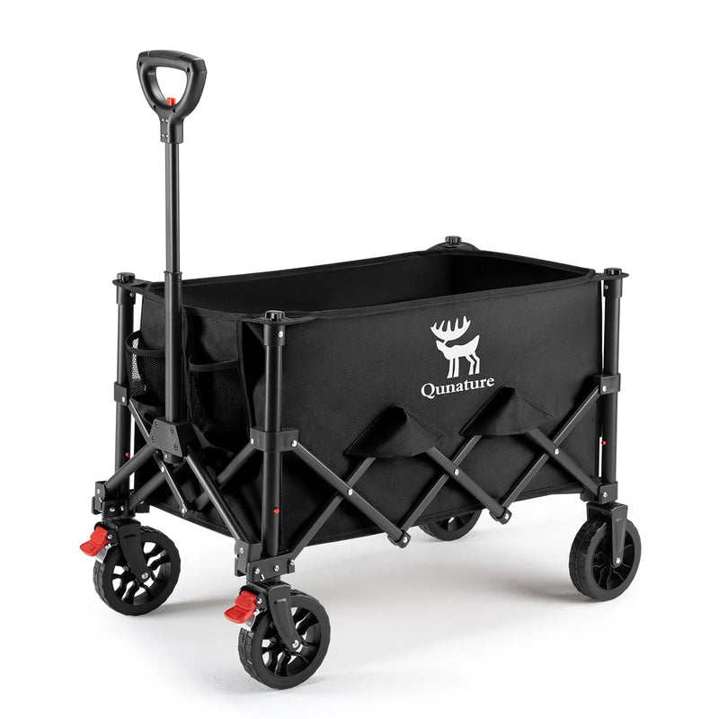 220lb Foldable Utility Wagon | 120L Capacity, 360° Swivel Wheels & Dual Brakes - Hazli Collection
