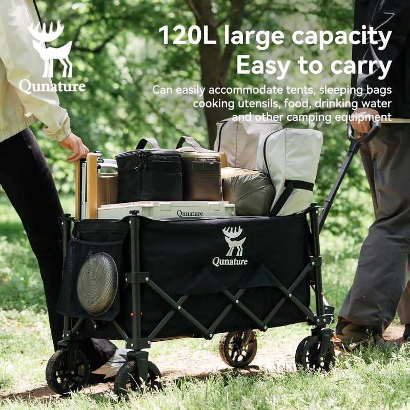 220lb Foldable Utility Wagon | 120L Capacity, 360° Swivel Wheels & Dual Brakes - Hazli Collection