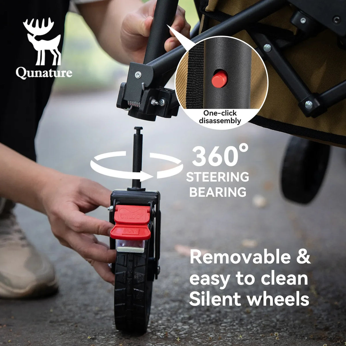 220lb Foldable Utility Wagon | 120L Capacity, 360° Swivel Wheels & Dual Brakes - Hazli Collection