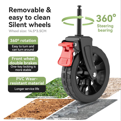 220lb Foldable Utility Wagon | 120L Capacity, 360° Swivel Wheels & Dual Brakes - Hazli Collection