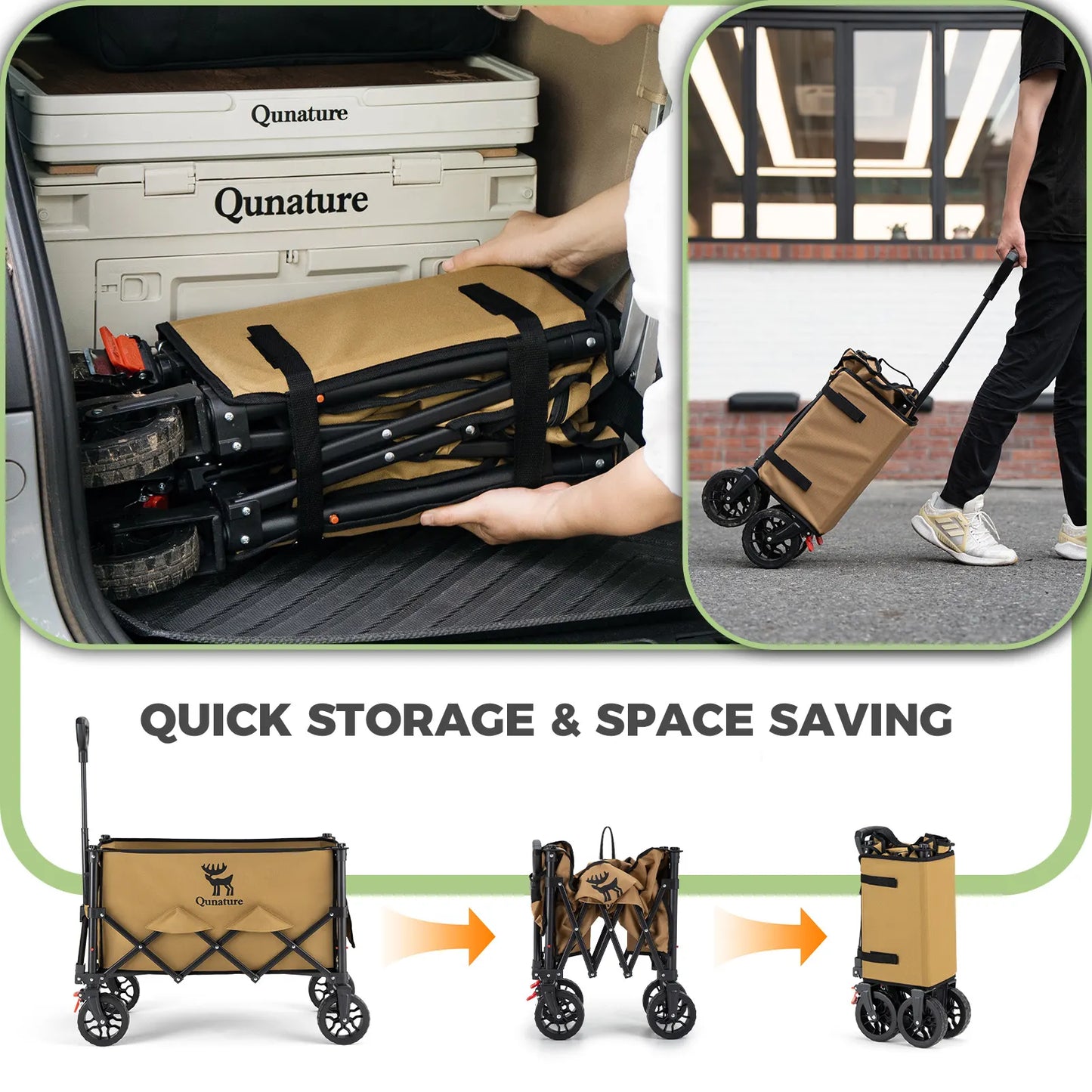 220lb Foldable Utility Wagon | 120L Capacity, 360° Swivel Wheels & Dual Brakes - Hazli Collection