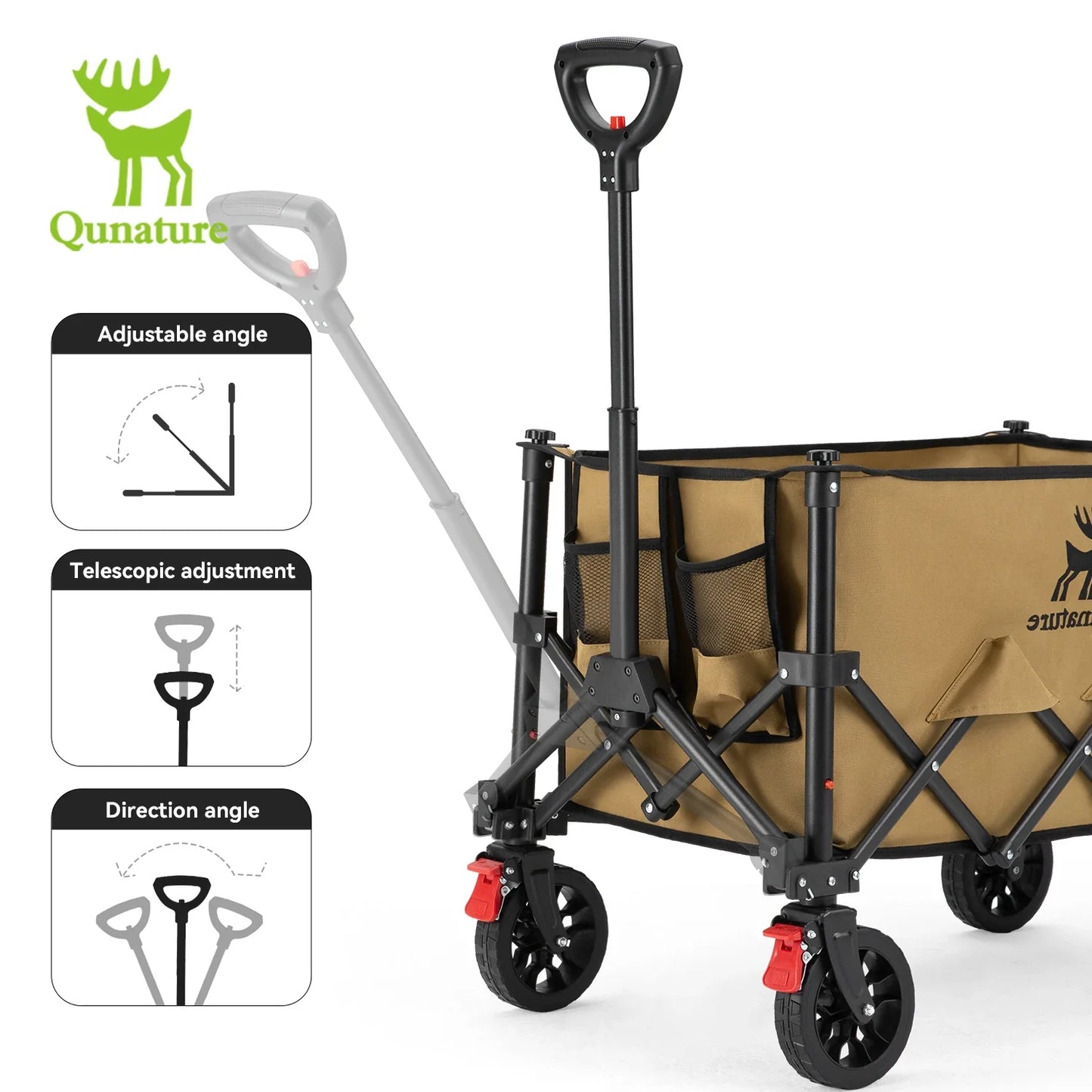 220lb Foldable Utility Wagon | 120L Capacity, 360° Swivel Wheels & Dual Brakes - Hazli Collection