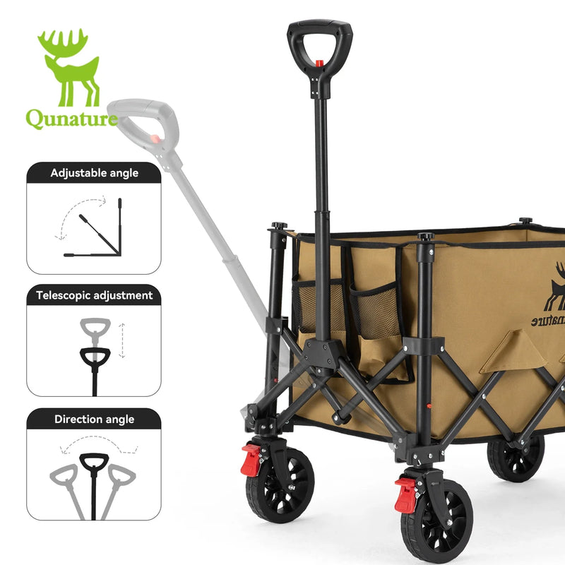220lb Foldable Utility Wagon | 120L Capacity, 360° Swivel Wheels & Dual Brakes - Hazli Collection