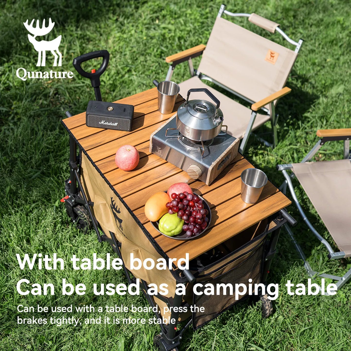 220lb Foldable Utility Wagon | 120L Capacity, 360° Swivel Wheels & Dual Brakes - Hazli Collection