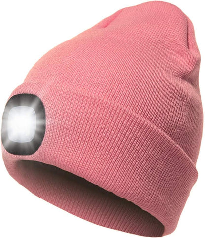 Unisex Hat with Light, USB Rechargeable LED Headlamp Beanie, Gifts for Dad Father Men Husband Warm Knitted Cap