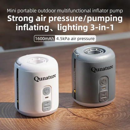 3-in-1 Mini Air Pump | 4.5KPa Inflator + Camping Light | 1600mAh Rechargeable, Only 102g - Hazli Collection