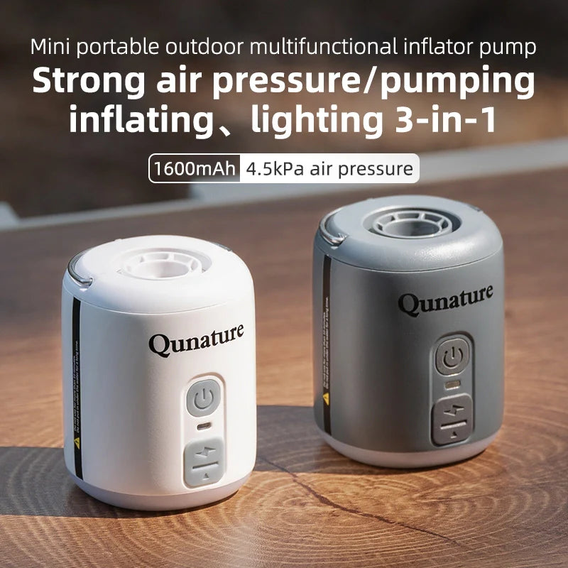 3-in-1 Mini Air Pump | 4.5KPa Inflator + Camping Light | 1600mAh Rechargeable, Only 102g - Hazli Collection