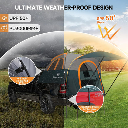 Umbrauto Truck Bed Tent with Awning for 5.5-5.8 ft Beds, PU3000 Waterproof