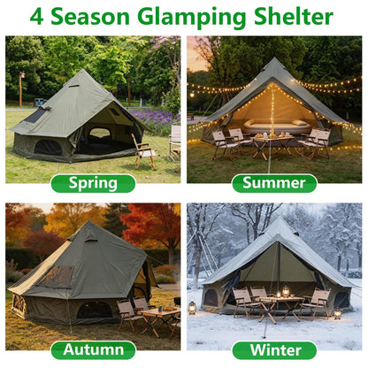 4-Season Oxford Bell Tent with Stove Jack, 9.8 ft or 13.1 ft