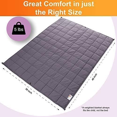 5 Lbs Weighted Blanket for Kids with Removable Cover - 36" x 48" - Hazli Collection 