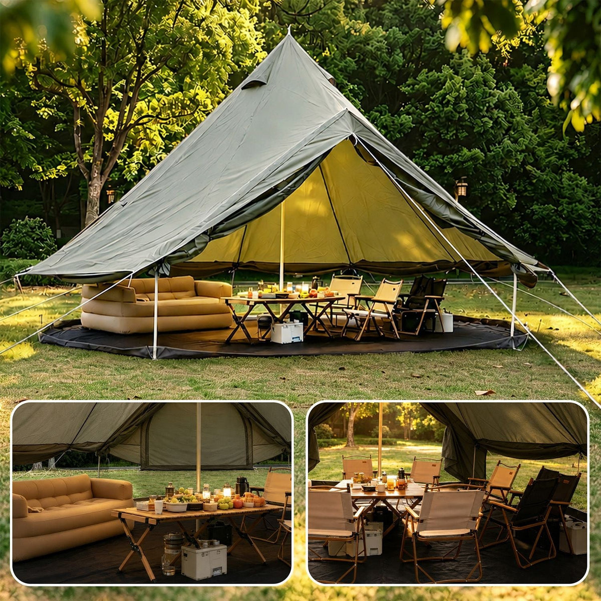 4-Season Oxford Bell Tent with Stove Jack, 9.8 ft or 13.1 ft