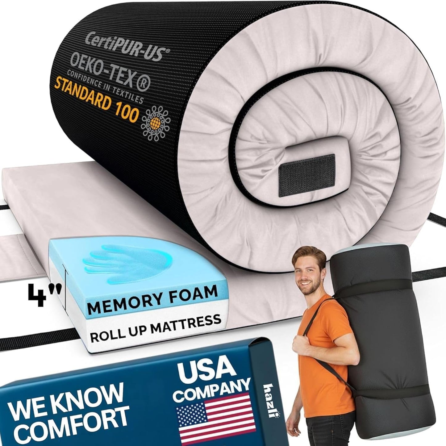 Home Bed Comfort with the Matrix Air-Cell Memory Foam Camping Mattress - Hazli Collection 