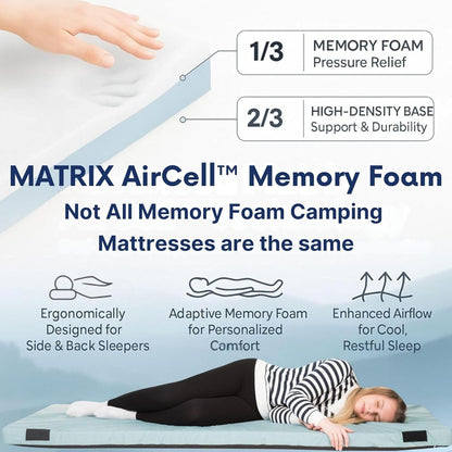 Matrix Air-Cell Memory Foam Camping Mattress - Portable Comfortable Roll Up Mattress - Hazli Collection 