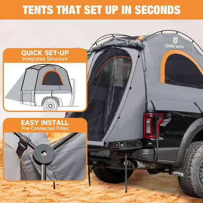 Umbrauto Truck Bed Tent for 6.4-6.7 ft Beds, Pre-Assembled Poles, PU3000 Waterproof