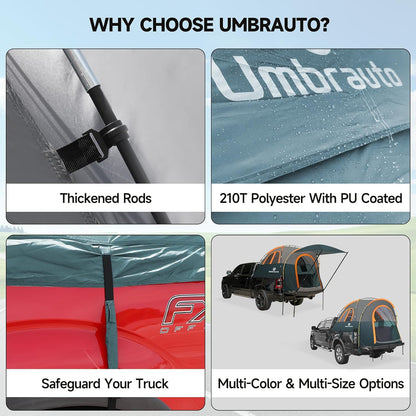 Umbrauto Truck Bed Tent with Awning for 5.5-5.8 ft Beds, PU3000 Waterproof