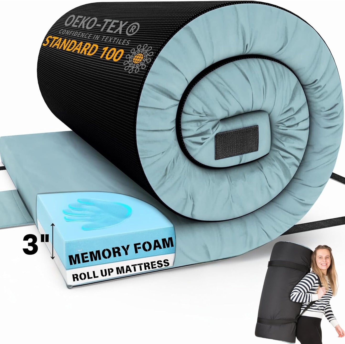 Matrix Air-Cell Memory Foam Camping Mattress Pad - Hazli Collection 