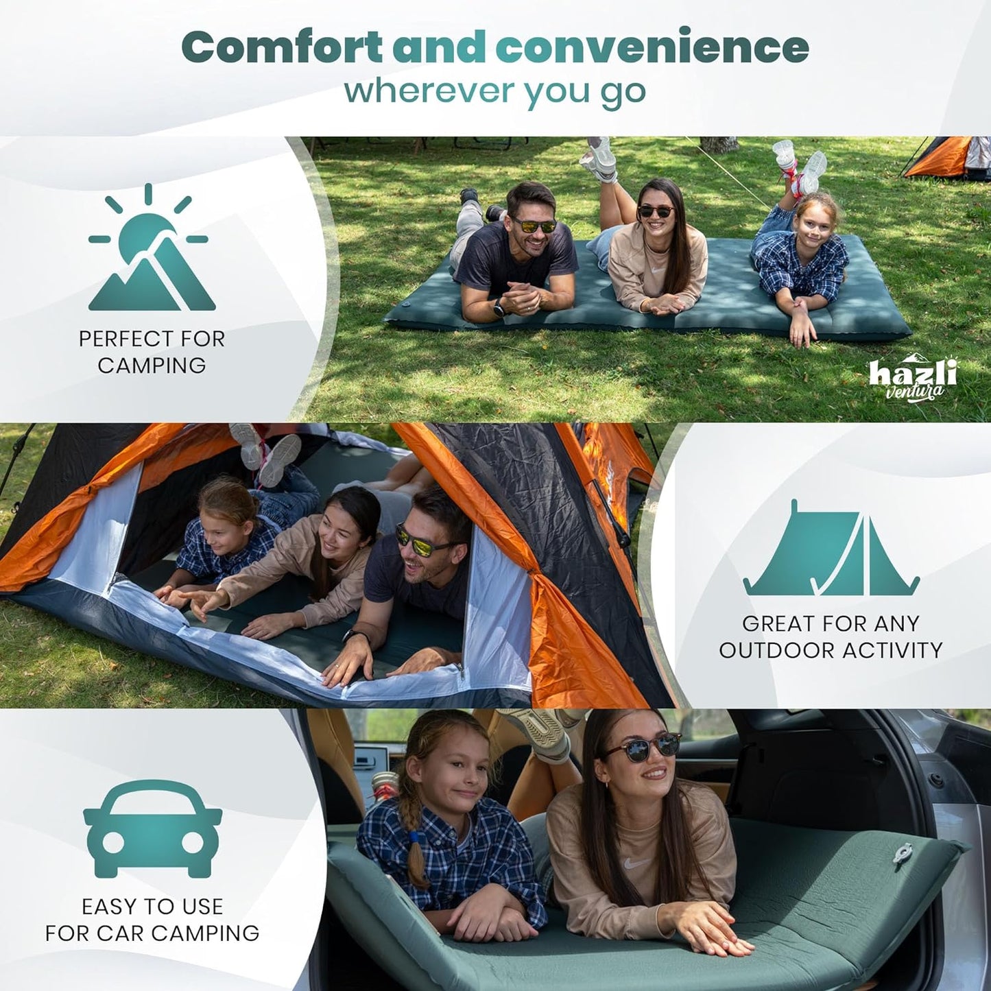 ComfortMax Double Inflatable Foam Camping Mattress with Pump - For 2 Persons