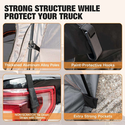 Umbrauto Truck Bed Tent for 6.4-6.7 ft Beds, Pre-Assembled Poles, PU3000 Waterproof