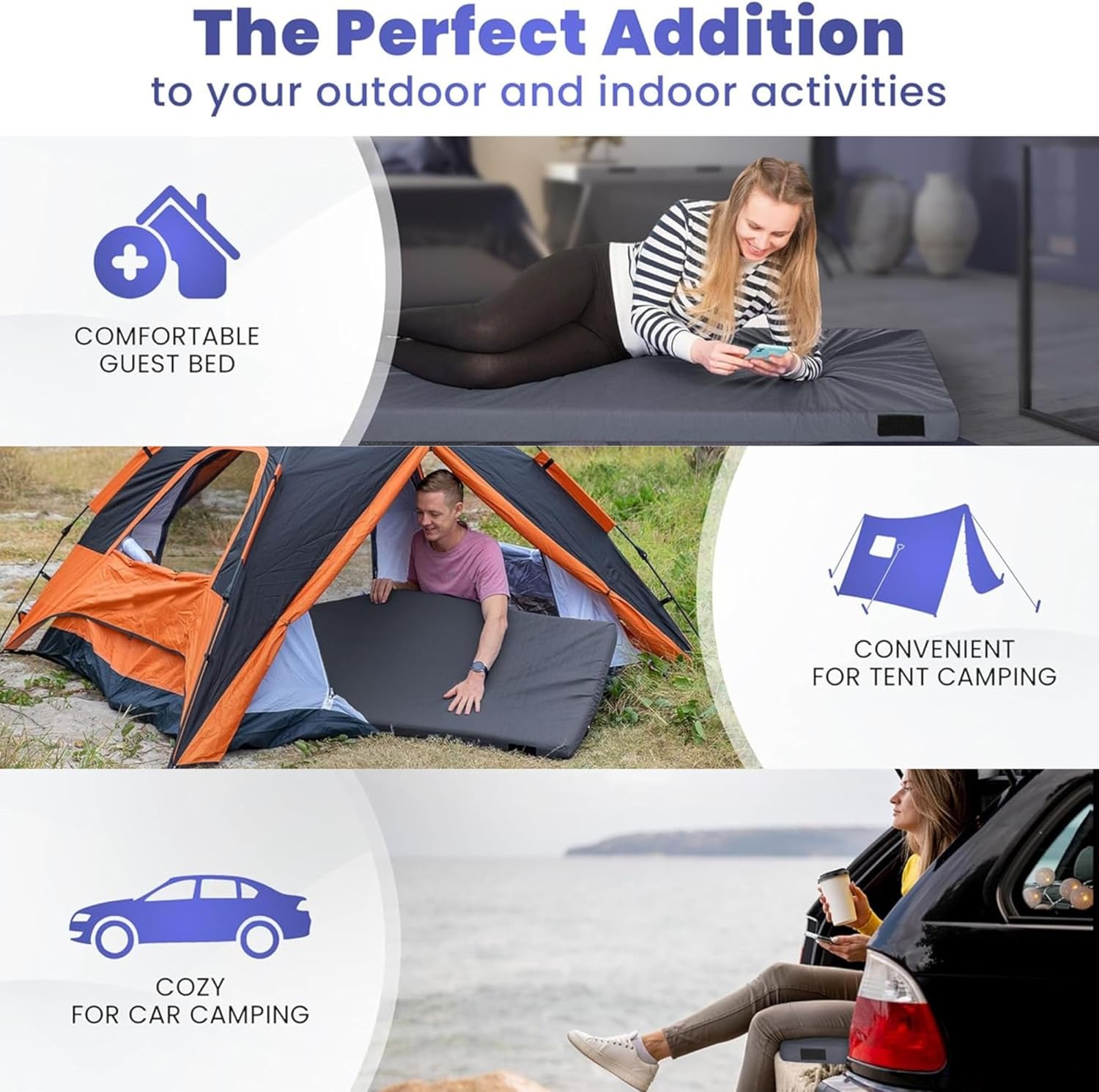 Matrix Air-Cell Memory Foam Camping Mattress - Portable Comfortable Roll Up Mattress - Hazli Collection 