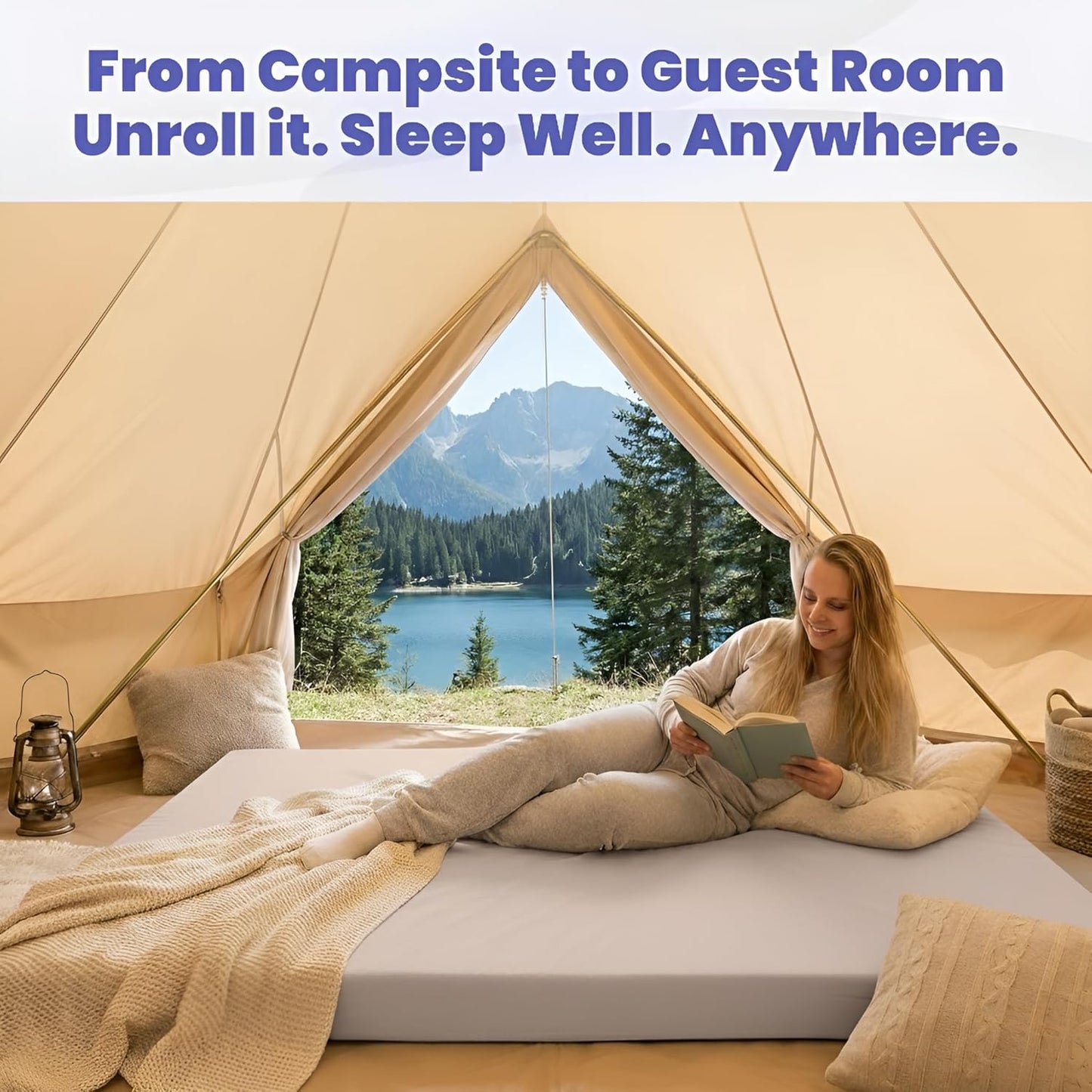 Matrix Air-Cell Memory Foam Camping Mattress - Portable Comfortable Roll Up Mattress - Hazli Collection 