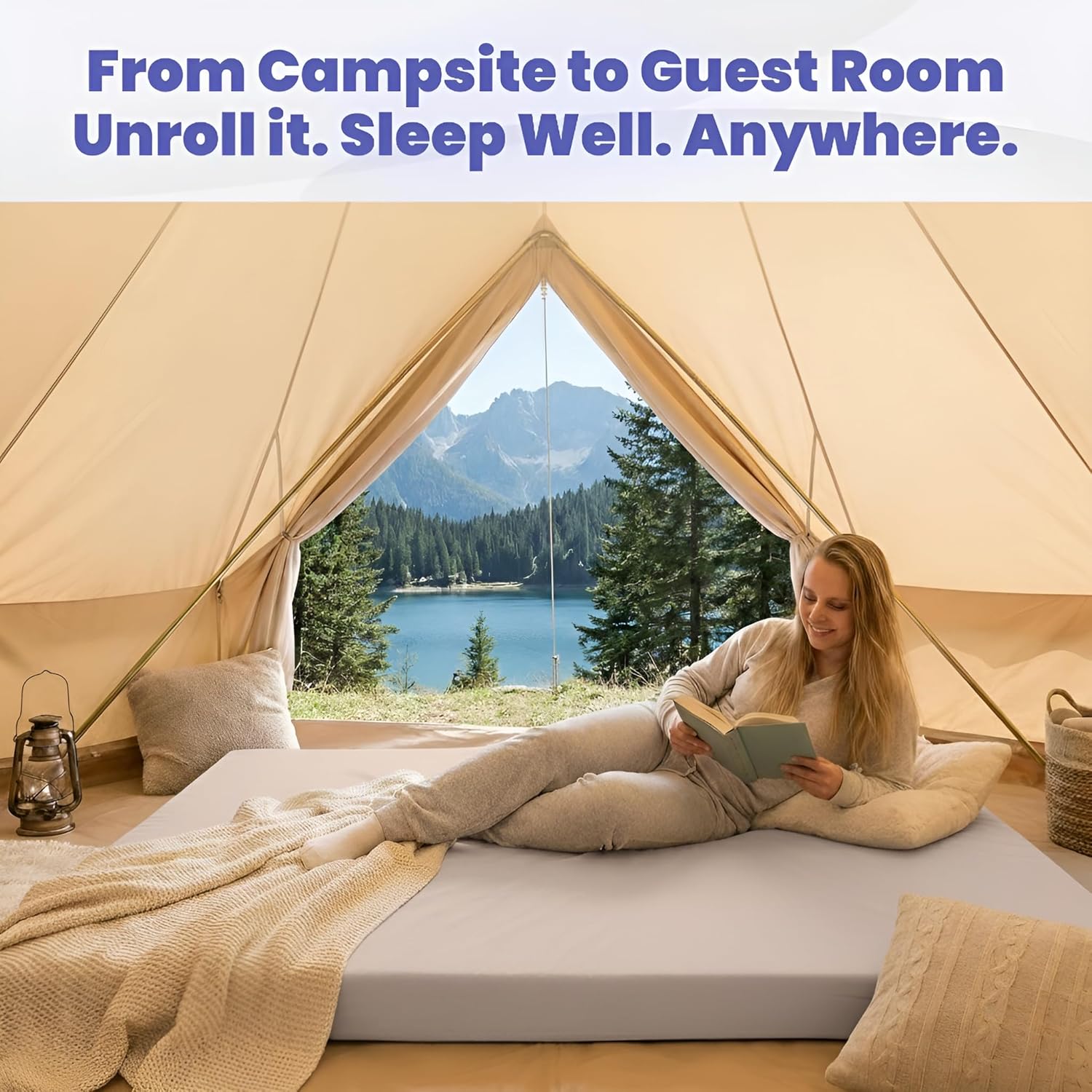 Matrix Air-Cell Memory Foam Camping Mattress - Portable Comfortable Roll Up Mattress - Hazli Collection 