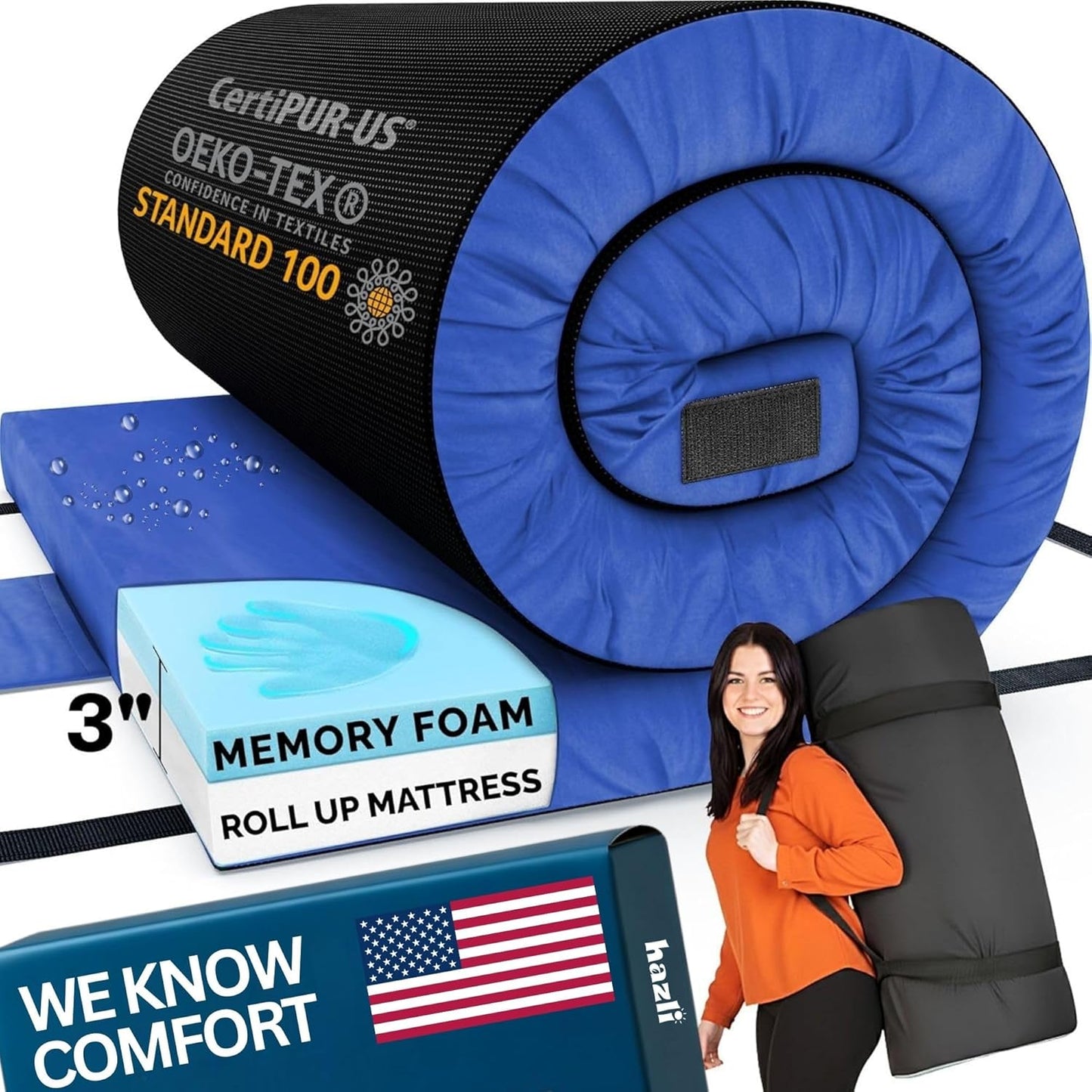 Home Bed Comfort with the Matrix Air-Cell Memory Foam Camping Mattress - Hazli Collection 