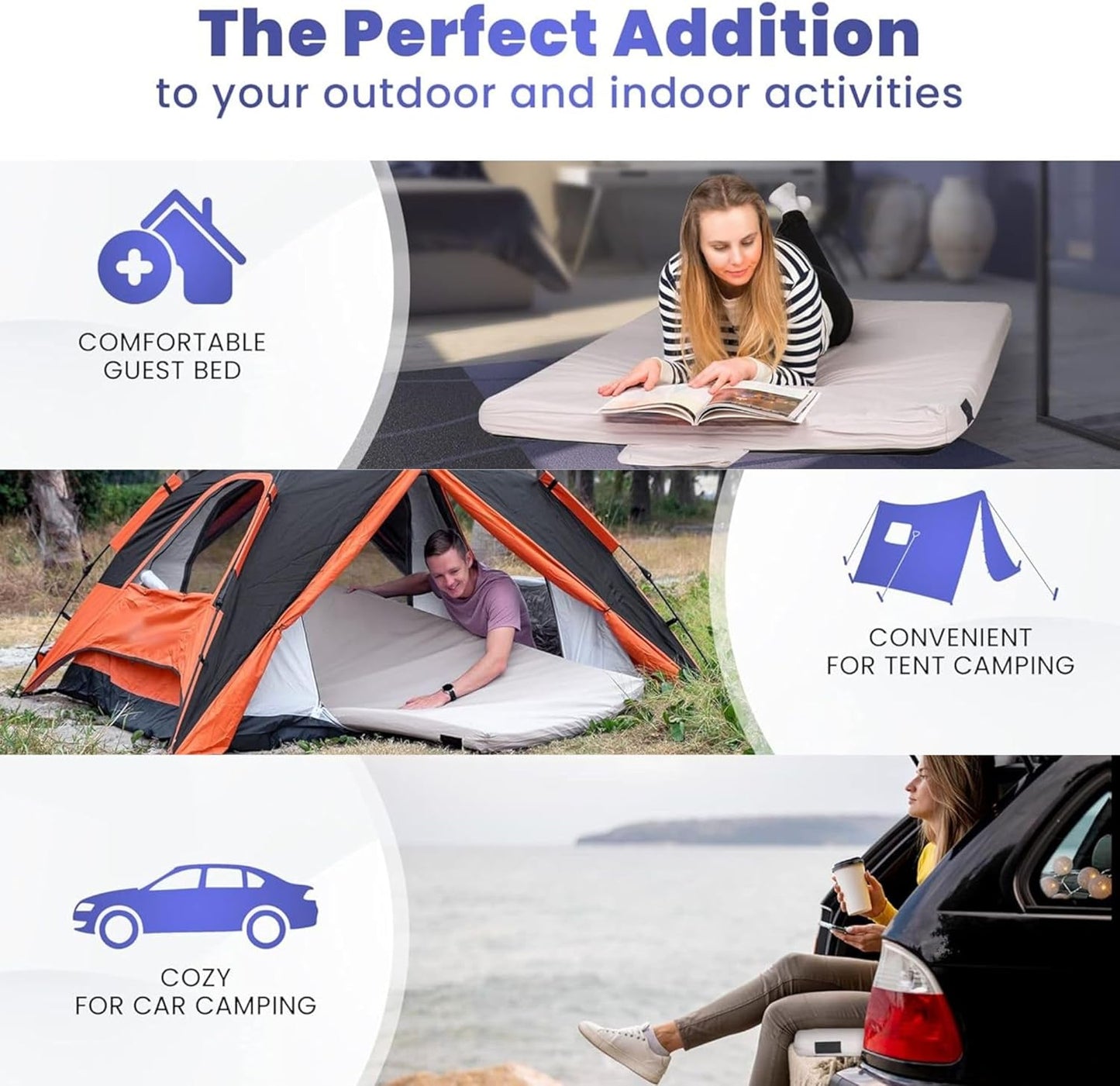 Matrix Air-Cell Memory Foam Camping Mattress - Portable Comfortable Roll Up Mattress - Hazli Collection 