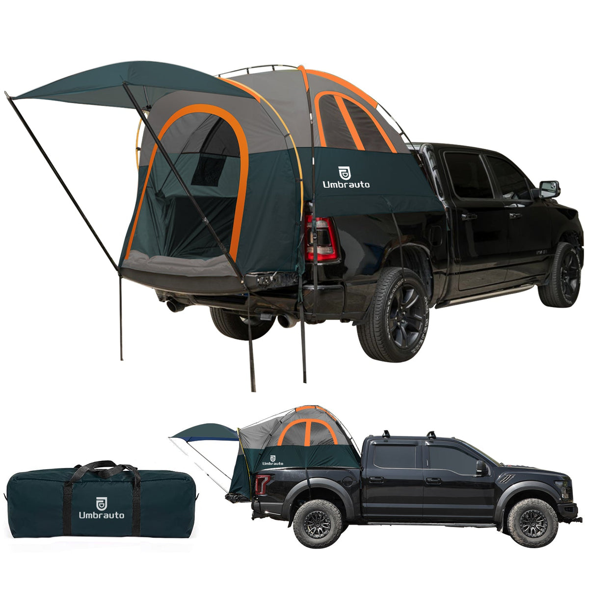 Umbrauto Truck Bed Tent with Awning for 5.5-5.8 ft Beds, PU3000 Waterproof