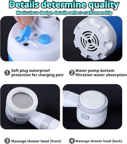 AquaBlast Pro Rechargeable Outdoor Shower Pump | Portable for Camping, Pets & Cars - Hazli Collection