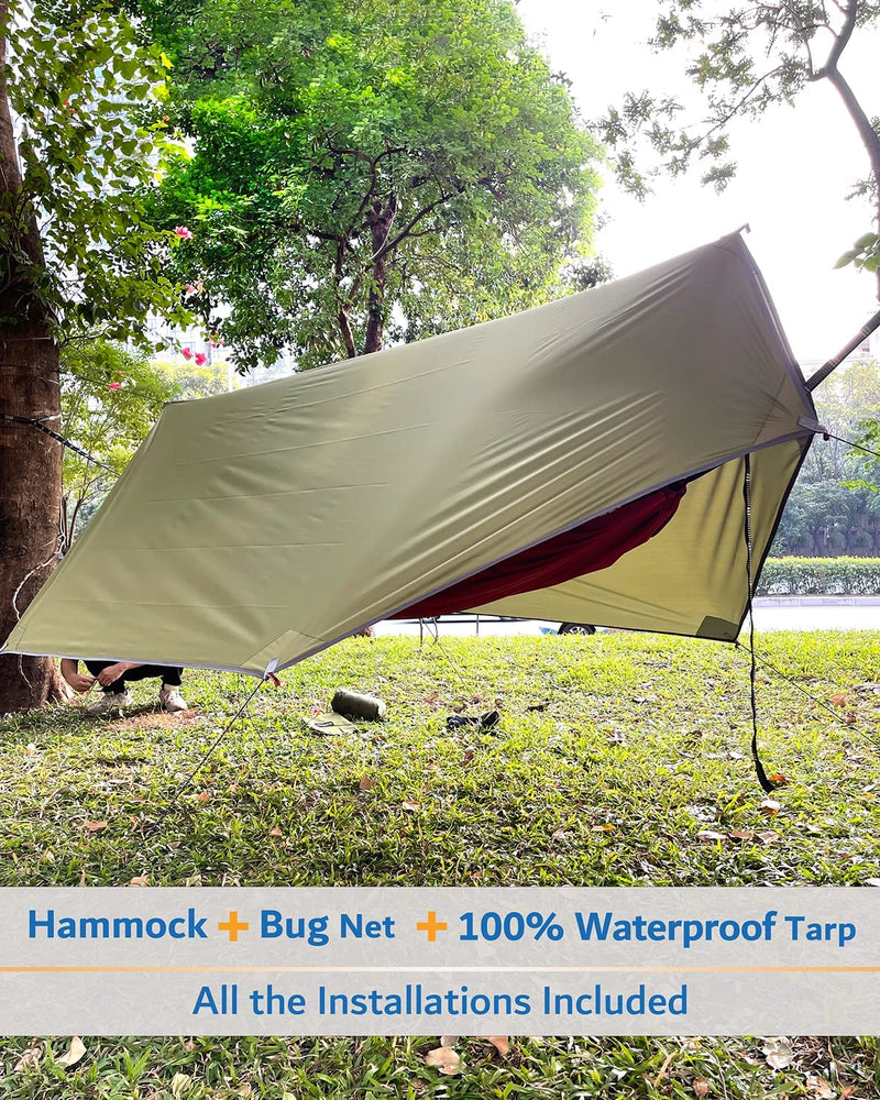 Camping Hammock with Mosquito Net & Rain Fly | 600lb Double, Waterproof 3000mm | Complete Kit - Hazli Collection