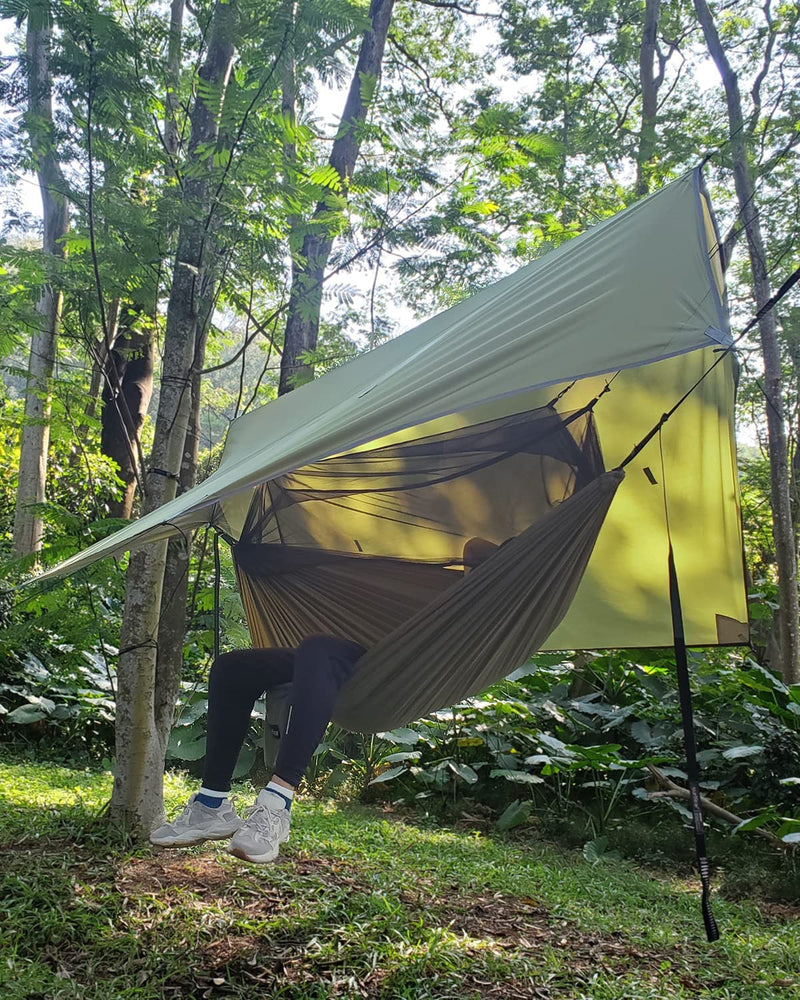 Camping Hammock with Mosquito Net & Rain Fly | 600lb Double, Waterproof 3000mm | Complete Kit - Hazli Collection