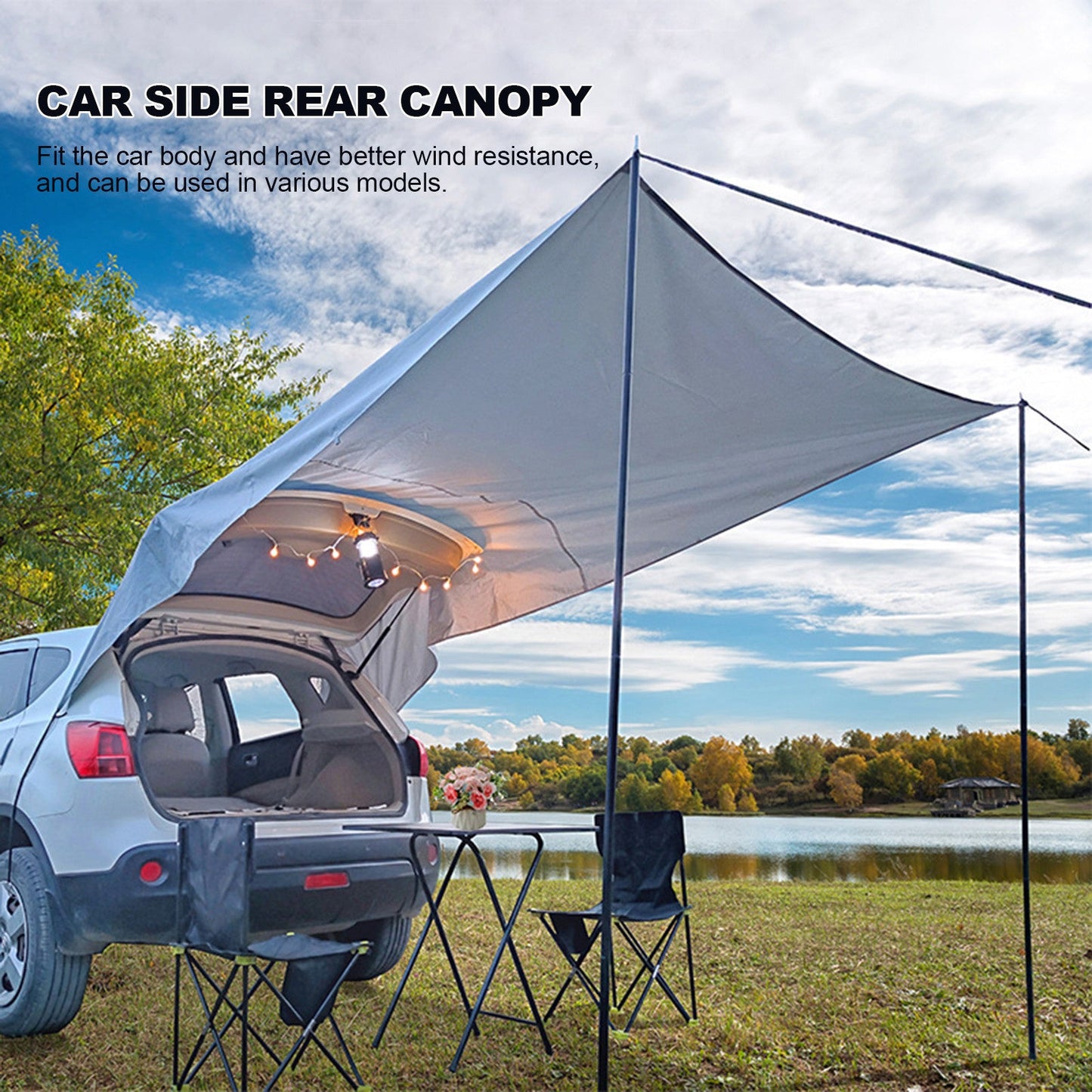 Car Side Trunk Canopy Tent | Water-Resistant 2000-3000mm, Iron Pipe Frame | All-Season Camping - Hazli Collection