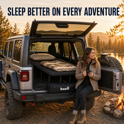 Portable Car Bed for SUV Camping - Padded Sleeping Platform, Retractable 52"–72" to Fit More Vehicles, Adjustable Legs - Hazli Collection 