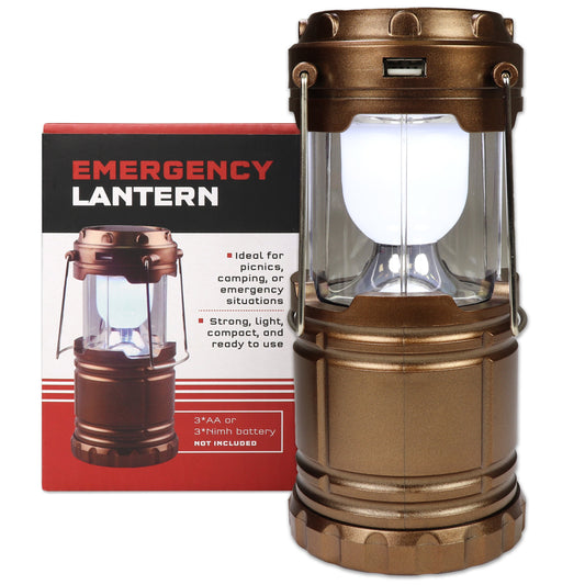 Collapsible Solar Lantern | Triple-Power LED Camping Light | Solar + USB + Battery - Hazli Collection