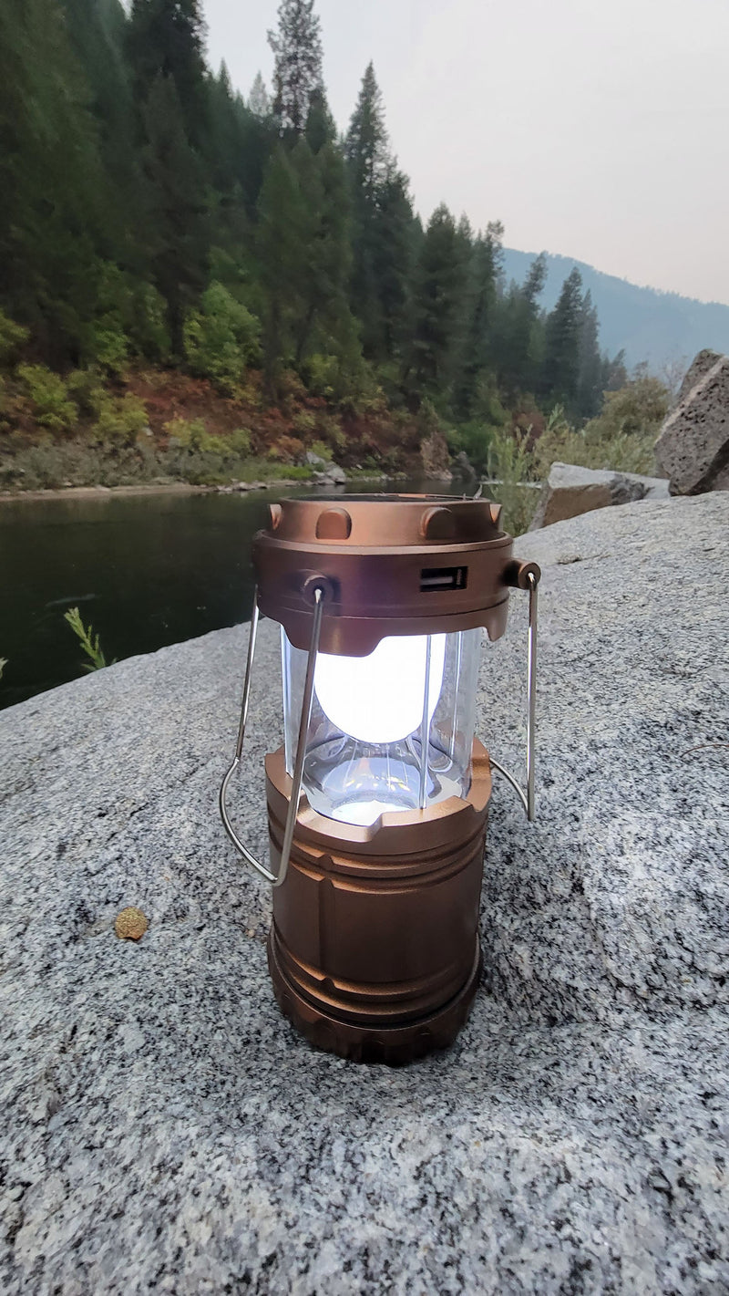 Collapsible Solar Lantern | Triple-Power LED Camping Light | Solar + USB + Battery - Hazli Collection